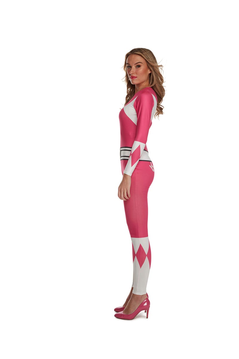 Morphsuits Pink Power Ranger Costume Adult Women - Superhero Outfit for Women - Fun Cosplay Dress Up for Parties, Medium - Image 4